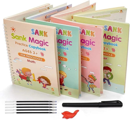 Sank Magic Practice Copybook (4 BOOKS,1 PEN,1 GRIP,10 REFILL) Pack of 1