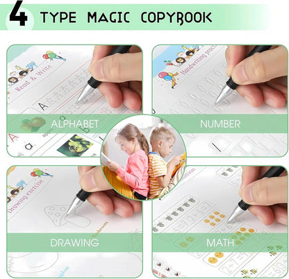 Sank Magic Practice Copybook (4 BOOKS,1 PEN,1 GRIP,10 REFILL) Pack of 1