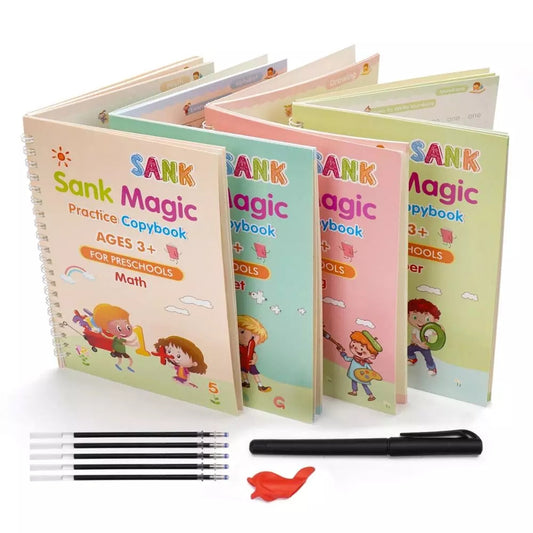 Sank Magic Practice Copybook (4 BOOKS,1 PEN,1 GRIP,10 REFILL) Pack of 1