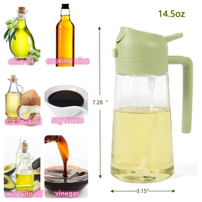 2 in 1 Oil Sprayer & Dispenser Bottle (500ml) With Glass Body