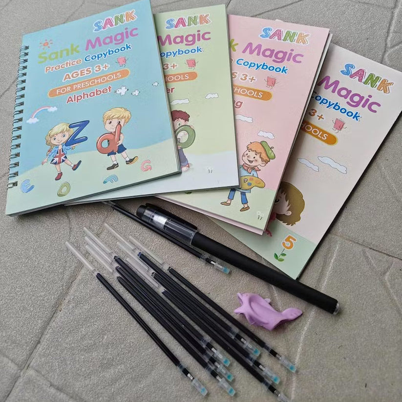 Sank Magic Practice Copybook (4 BOOKS,1 PEN,1 GRIP,10 REFILL) Pack of 1