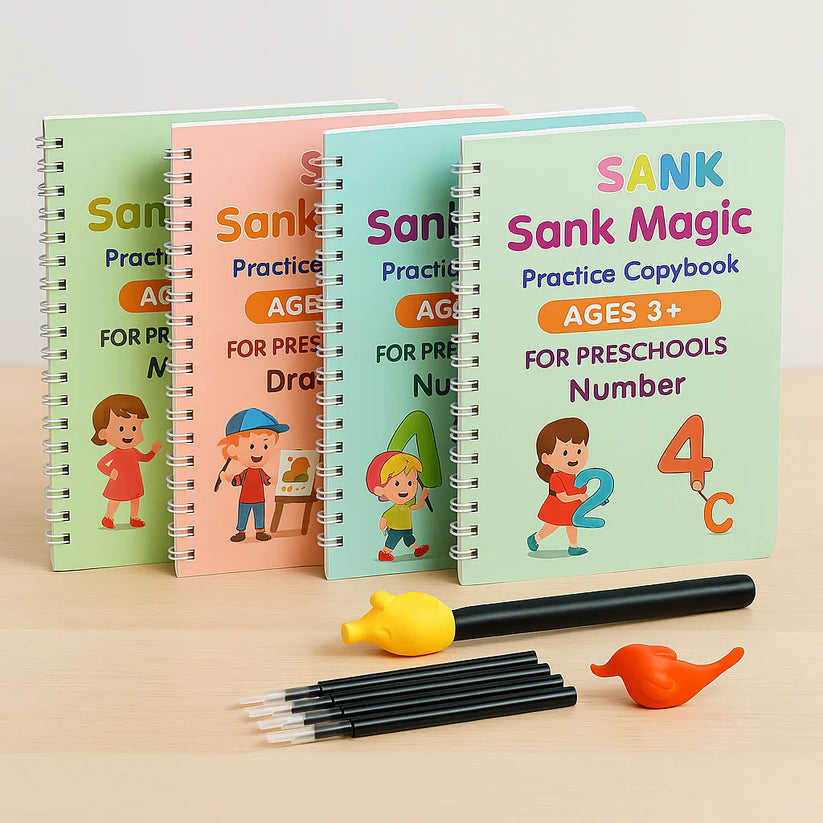 Sank Magic Practice Copybook (4 BOOKS,1 PEN,1 GRIP,10 REFILL)