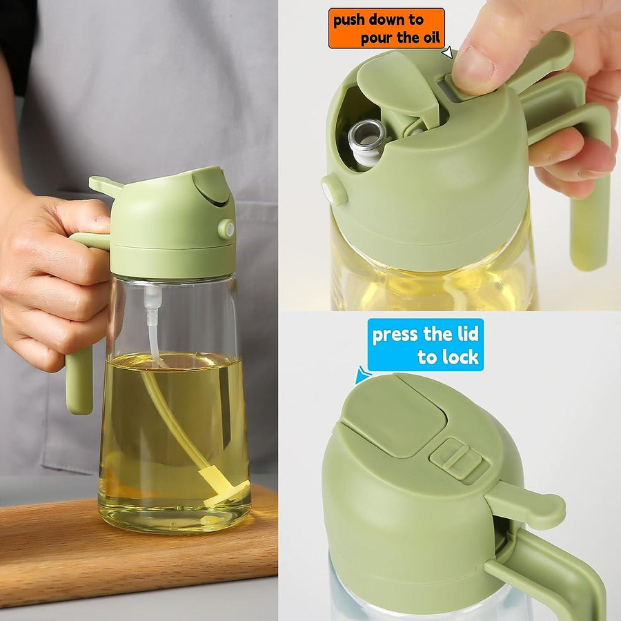 2 in 1 Oil Sprayer & Dispenser Bottle (500ml) With Glass Body