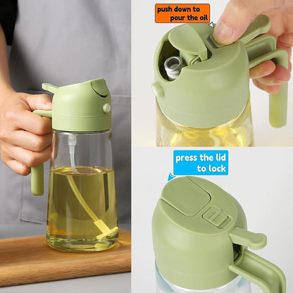 2 in 1 Oil Sprayer & Dispenser Bottle (500ml) With Glass Body