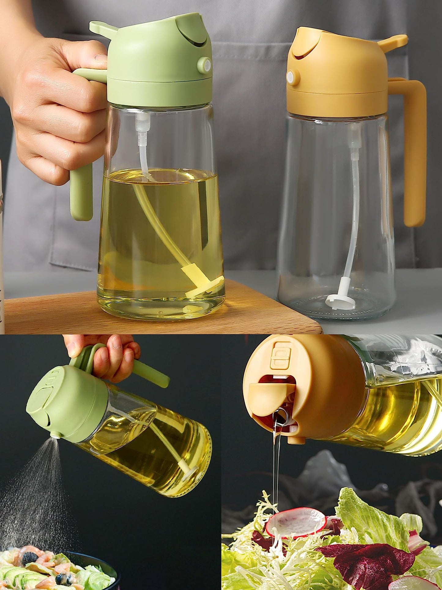 2 in 1 Oil Sprayer & Dispenser Bottle (500ml) With Glass Body