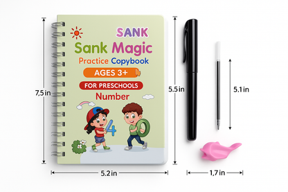 Sank Magic Practice Copybook (4 BOOKS,1 PEN,1 GRIP,10 REFILL) Pack of 1